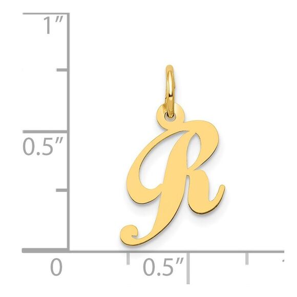 Kazi Luxury 14k Yellow Gold Small Fancy Script Letter R Initial Charm - Picture 4 of 4
